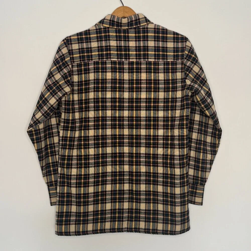 Vintage 1980s Arrow Chore Coat | Earthy Plaid Quilted Lining Shacket Men S - Picture 4 of 8
